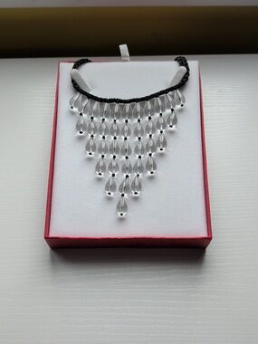 Vintage 2005 Madame Butterfly Singapore Heavy Glass Teardrop Necklace
